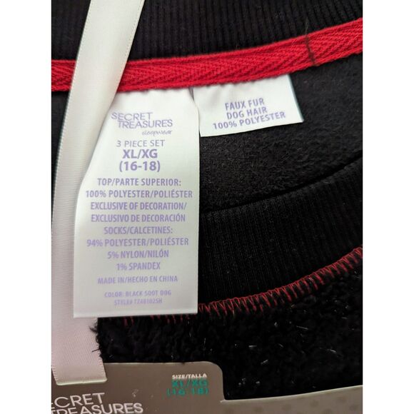 Secret Treasures plush 3-pc pj set (pant/top/socks)    SZ XL (16-18) - Picture 3 of 8